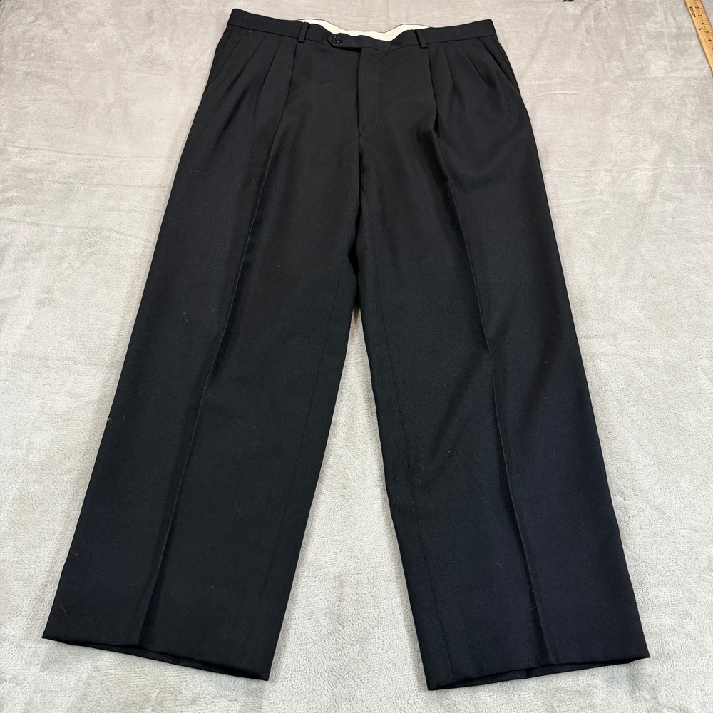 Vintage Monsieur by Givenchy Mens 38x30 Black Pleated Front Dress Pants Trousers